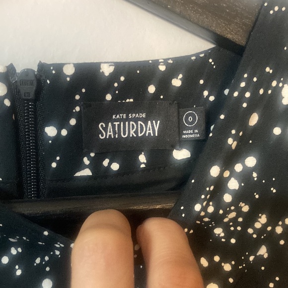 Kate Spade shift dress. Black with white polka dot splatter design. - Picture 2 of 7